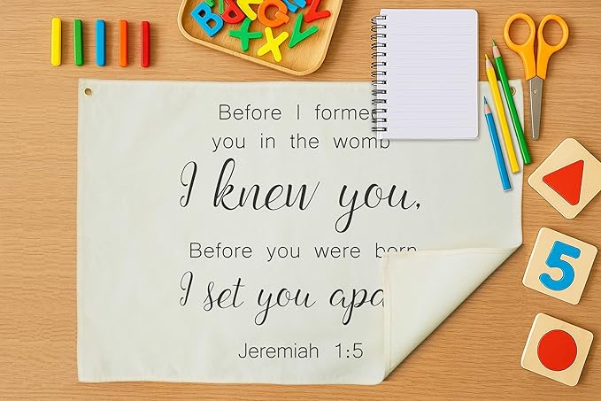 Rectangular Christian Verse Canvas Banner Wall Decor-Scripture Flag Sign for Baby Girl Kid Teen,Bible Nursery Bedroom Nursery Decor,Baby Shower Birthday Baptism Christmas Gift-Before I Formed You