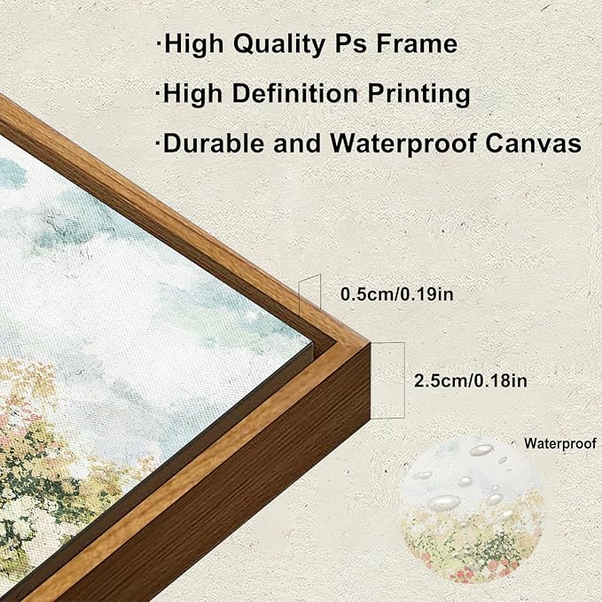 KBKBART Framed Wall Art for Bedroom Decor, Vintage Spring Flower Pictures Aesthetic, Farmhouse Wall Decor Meadow Floral Bathroom Canvas Oil Painting, Canvas Wall Art Summer Room Decor, Gifts for Friends or Family(12"x16")