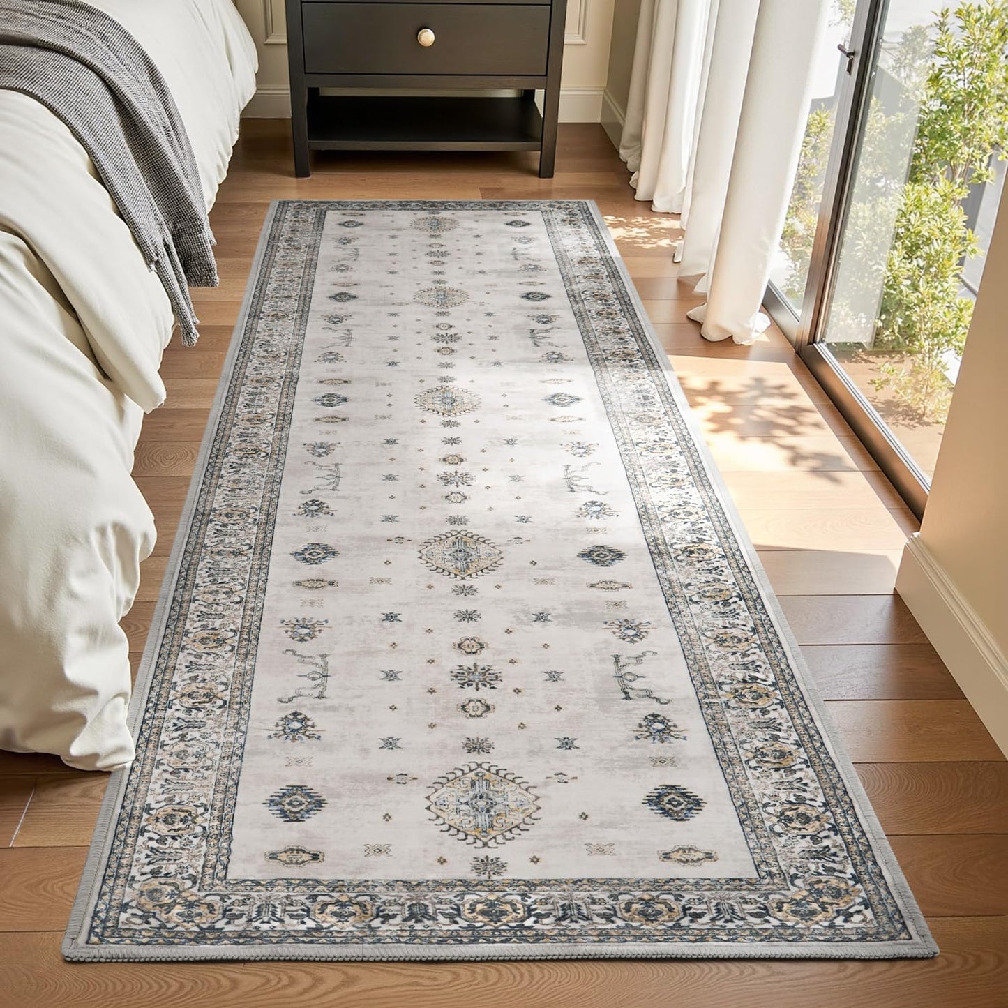 AMOAMI Vintage 3X10 Runner Rug Non Slip Soft Runners for Hallways Washable Hallway Runner Bedside Rugs for Bedroom Long Rug for Hallways Entryway Laundry Room Stair Kitchen Bathroom