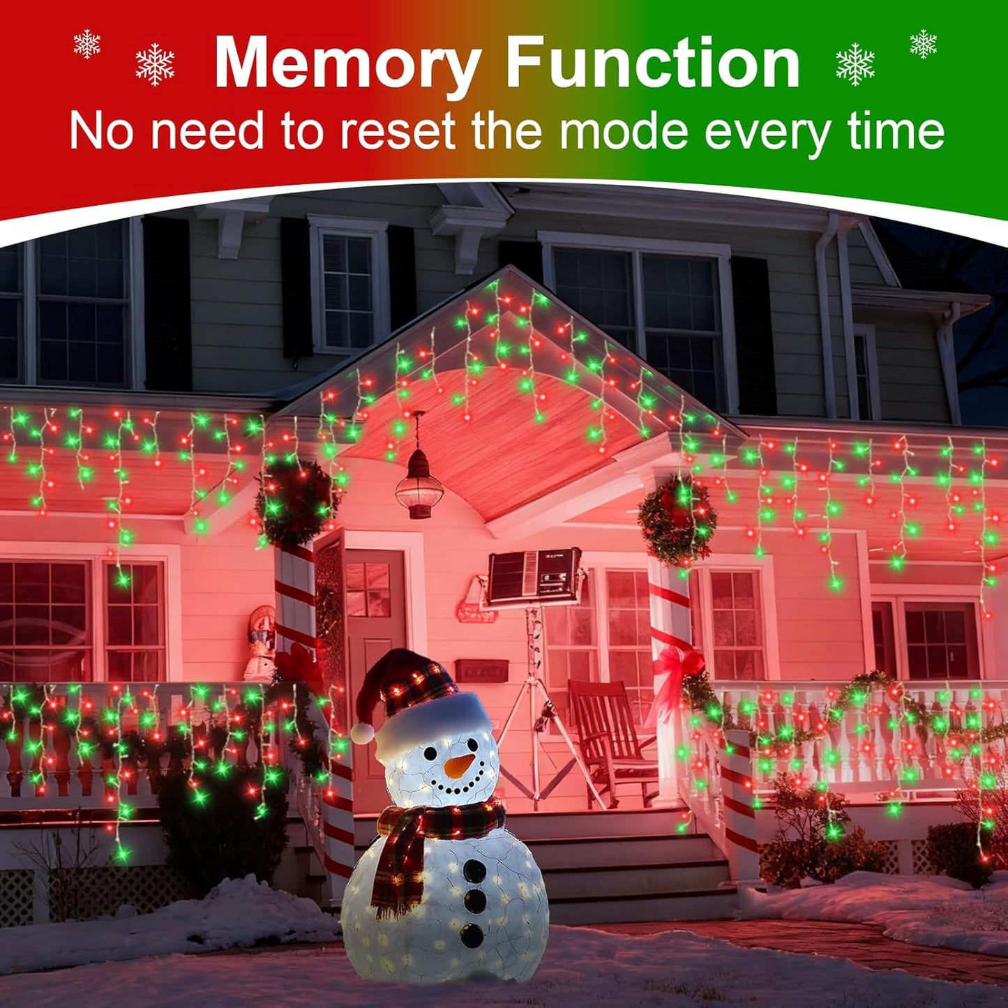 QITONG 800 LED Icicle Lights Red and Green
