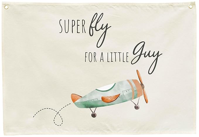 Nursery Rectangular Hanging Canvas Banner Wall Decor for Nursery Bedroom Playroom Decor,Poster Flag Sign Art for Boy Girl Kids,Baby Shower Birthday Christmas Gift-Super Fly for a Little Guy Quote