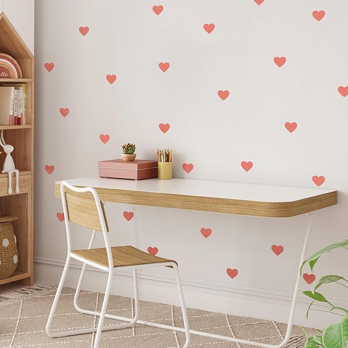 Red Hearts - Easy-to-Apply & Removable Wall Stickers: Transform Your Toddlers Bedroom with Durable, Vibrant Peel-and-Stick Wall Decor – Stickers for Kids