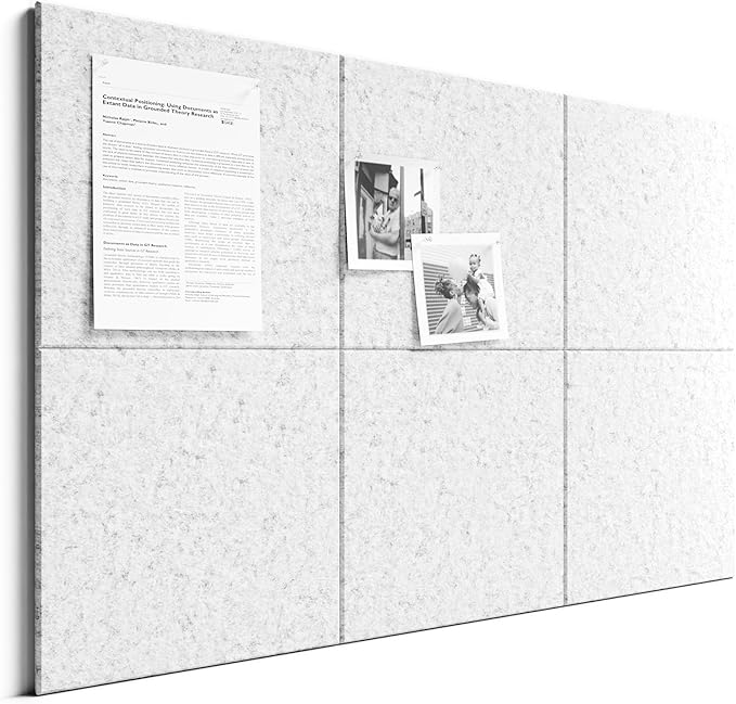 Bumusty Large Cork Board 36" x 24" Alternative - 6 Pack Felt Wall Tiles with 40 Safe Removable Adhesive Tabs, 30 Pushpins, Cork Boards for Walls Pin Board Bulletin Board Office Decor (Light Gray)