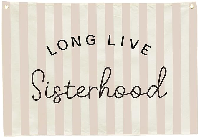 Nursery Wall Banner Decor-Hanging Rectangular Flag Poster Wall Art for Nursery Bedroom Reading Room Playroom Decoration,Baby Shower Birthday Christmas Gift for Girls Kids Teens-Long Live Sisterhood