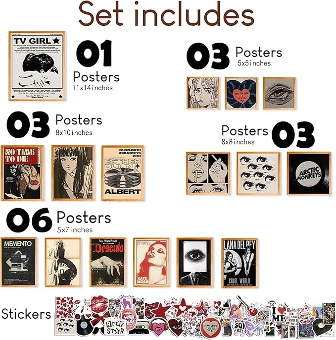 Downtown Girl Room Decor Y2K Posters for Bedroom,Retro Coquette Wall Decor,Trendy TV Girl Posters Y2K Wall Art,Rockstar Vintage Wall Art Prints 2000s Coquette Wall Collage Kit for Teen Girls Dorm,Unframed