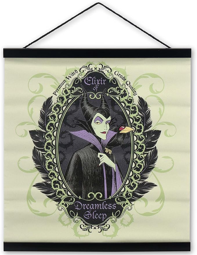Open Road Brands Disney Villains Maleficent Elixir of Dreamless Sleep Hanging Canvas Banner - Mysterious Maleficent Wall Decor for Home