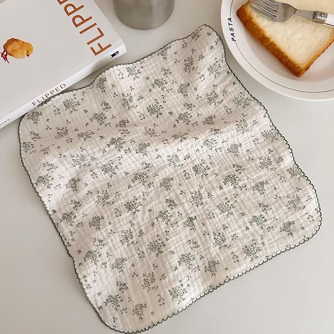 BuLuTu Cotton Muslin Kitchen Towels Set - Pack of 4 Cotton, 11x11 Inches, Kitchen Dish Towels Dishcloths Tea Towels Reusable Cleaning Rags, Stylish Wash Cloths, No Odor