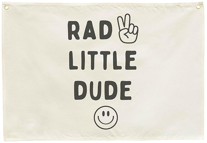 Nursery Rectangular Canvas Banner Wall Decor for Nursery Bedroom Playroom Decor-Poster Flag Sign Wall Art for Baby Boy Girl Kids-Baby Shower Birthday Christmas Gift-Rad Little Dude