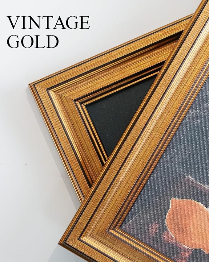 VIYYIEA Vintage Gold Framed Wall Art for Living Room, Oyster Canvas Prints Home Decor, Oil Painting Picture, Bedroom Wall Decor Gifts for Friends or Family -【Oyster】-(24L x 16W)
