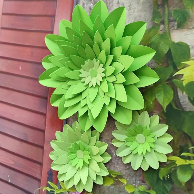 Large Lime Green Paper Flowers for Wall (12"-5") Spring Party Birthday Baby Room Nursery Decoration Forest Wedding Bridal Shower Decorations Photo Prop Pack of 6