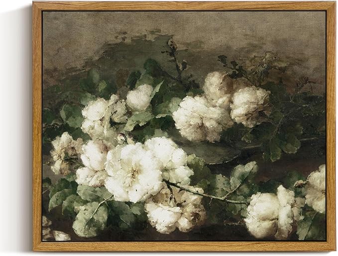 InSimSea Framed Canvas Wall Art Vintage Decor, Flower Prints Room Wall Decor, Botanical Prints Wall Art for Living Room Decorations, Rustic Artwork for Bathroom Bedroom, 9"x11"
