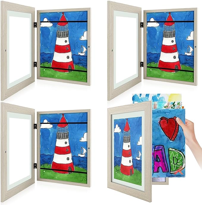 Golden State Art, 9x12 Kids Art Frames, Front-Opening Picture Frame Great for Kids Drawings, Artworks, Children Art Projects, Schoolwork, Home or Office (Grey, Set of 4)