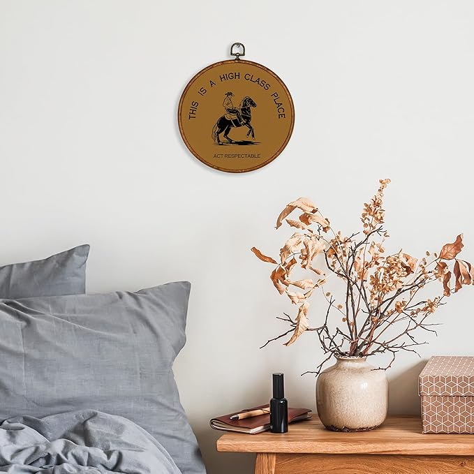 KSDUT Western Cowboy Wall Art Decor - Preppy Trendy Southwestern Wall Art Canvas Frame Hanging Prints, Foyer Entryway Modern Round Wall Decor for Home Dorm Decorations 10"x10"