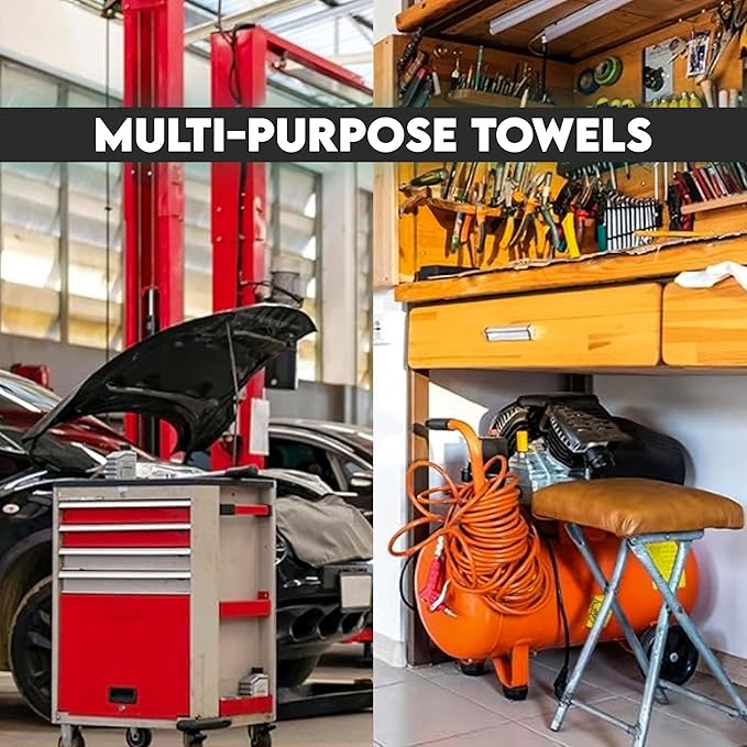 Cotton Shop Towel – Multipurpose Cleaning Cloths (14" x 12" - Pack of 150 - Red) Reusable Shop Rags for Automobiles, Industrial, Restaurants, Garage, and Homes