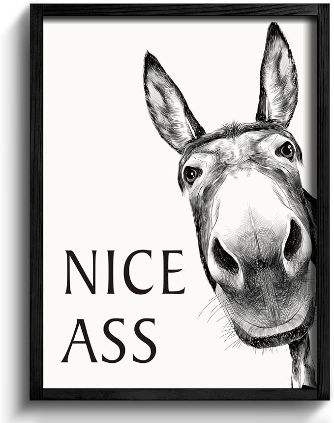 Heiple Framed Bathroom Art Bathroom Wall Decor Farmhouse Home Decor Sets Vintage Funny Wall Art Signs (Black, 11"x14")
