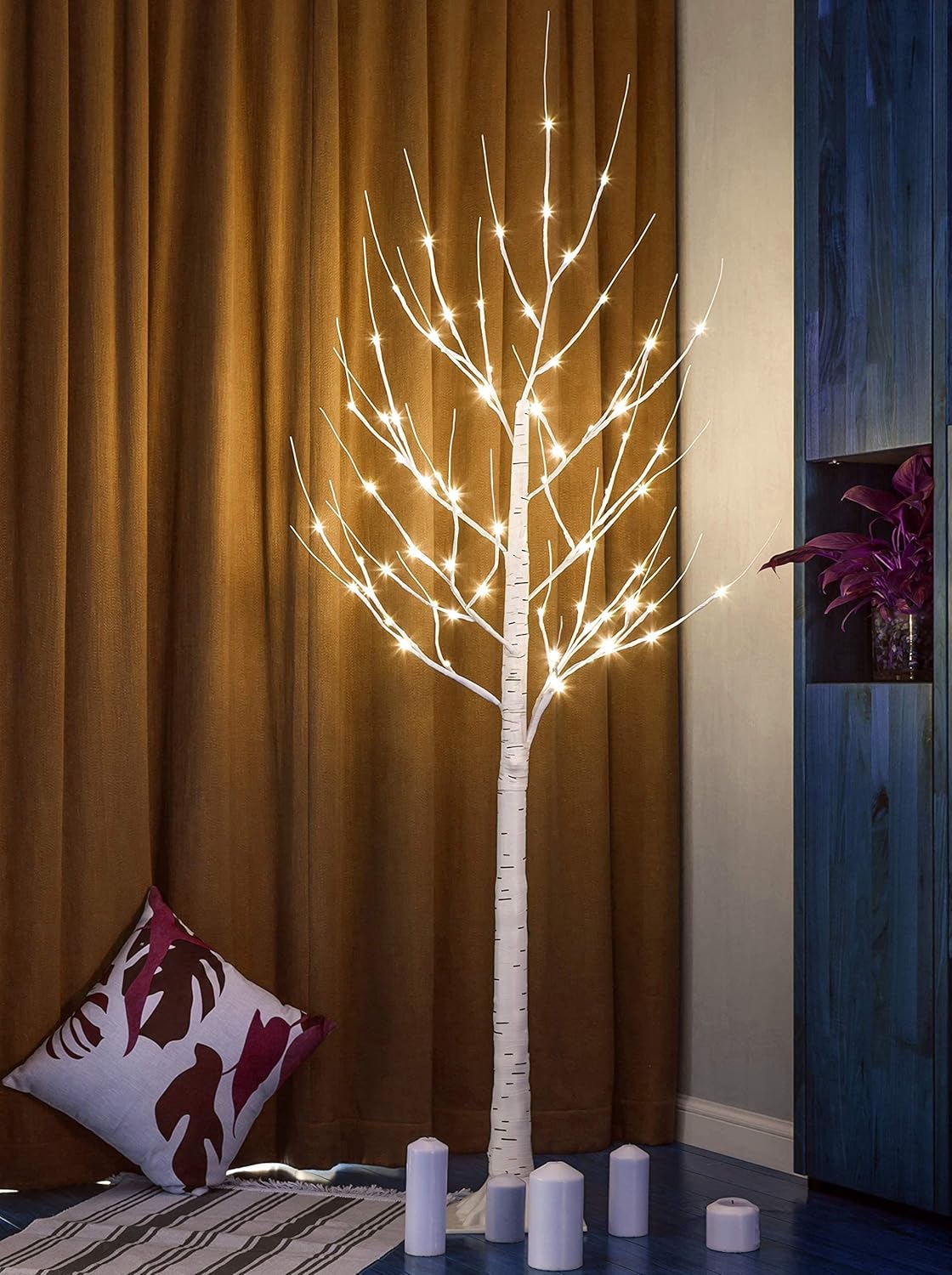 Twinkle Star 2-Pack 6 Feet 96 LED Lighted Birch Tree for Thanksgiving Decor Home Wedding Party Indoor Outdoor Christmas, Fall, Autumn Decoration, 2 Pack, Warm White