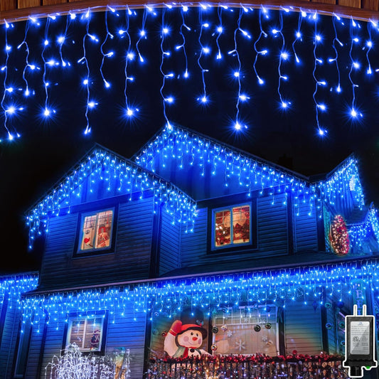 1620LED 164ft Christmas Lights, 360Drops 12 Modes Blue Christmas String Lights Outdoor Dimmable, Waterproof Christmas Decoration Fairy Lights with Timer for Eaves Indoor Party Patio Window Fence Blue