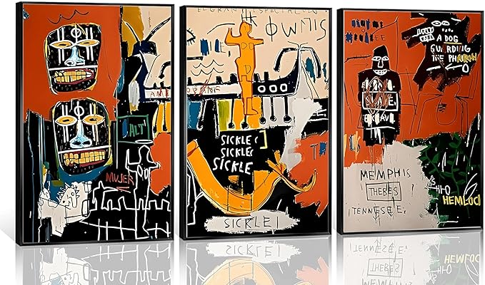 JWDXNOOK 3pcs Modern Colorful Graffiti Wall Art Street Canvas Prints Posters Modern Abstract Paintings Wall Decor for Urban Home Living Room Bedroom Bathroom Office Home Decor Unframed