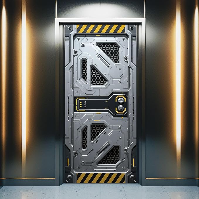 Outer Space Door Cover Galaxy Alien Theme Door Decoration Spaceship Indoor Backdrop Space Party Supplies Decor Space Station Studio Photo booth Props Spaceship Hatch Wall Decor for Boys Bedroom