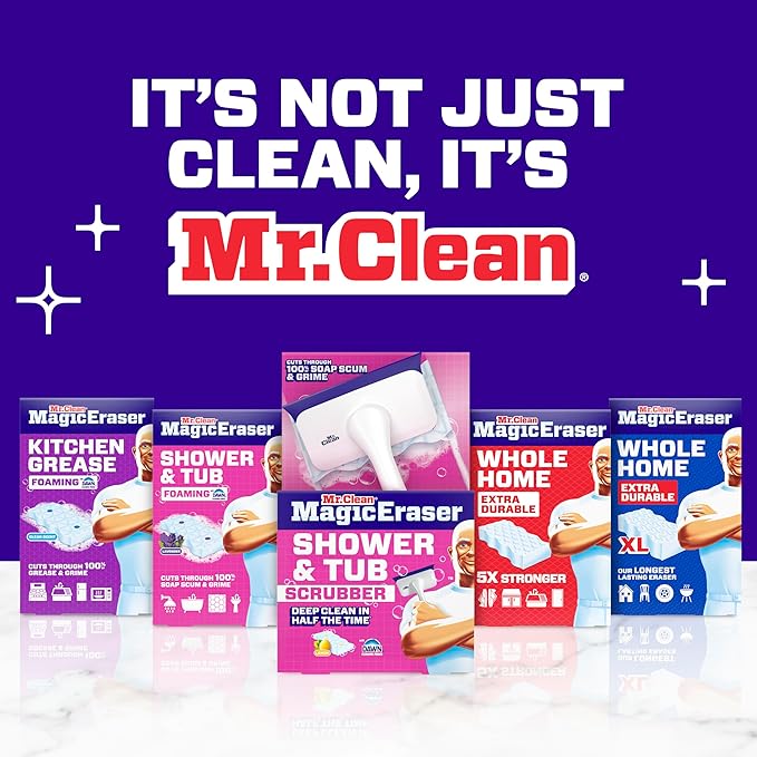 Mr. Clean Magic Eraser Sponge, All Purpose Cleaner, Long Lasting Cleaning Scrubber, Wall, Sneaker, Oven, Kitchen, Bathroom, Shower Cleaner, Cleaning Supplies, Whole Home Extra Durable XL, 8ct