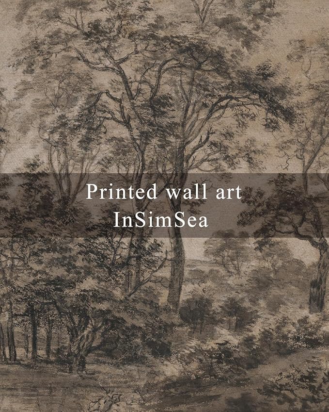 InSimSea Framed Canvas Wall Art, Vintage Wall Decor, Antique Watercolor Country Landscape Painting for Living Room, Bedroom Moody Black Sketch Retro Woodland Prints Pictures Decorations,8x10inch