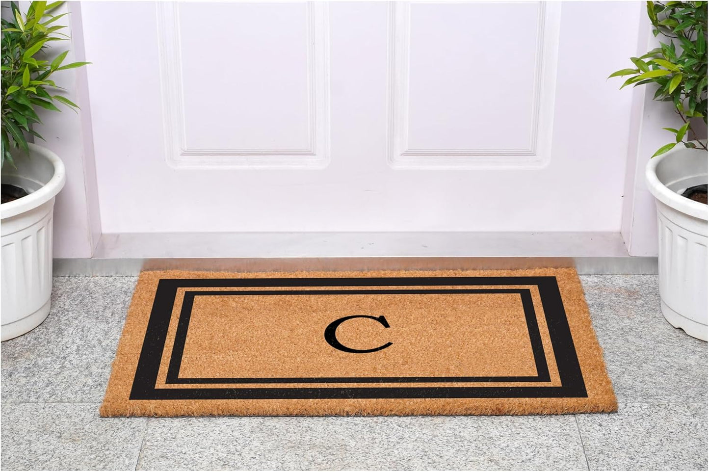 Calloway Mills 152962448 Black Border 24" x 48" Monogram Doormat (Letter C)