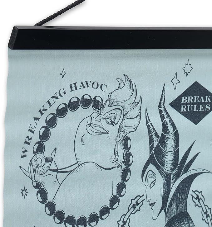 Open Road Brands Disney Villains Bad Vibes Only Hanging Canvas Banner - Fun Villain Wall Decor for Movie Room or Bedroom