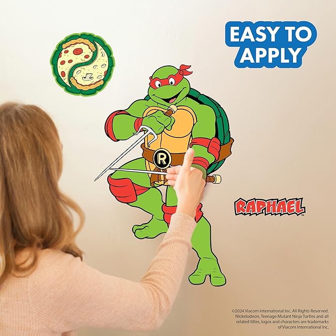 TMNT Teenage Mutant Ninja Turtles Raphael Wall Decal - 21" Raph Red Vinyl Wall Sticker Bedroom Decorations - Peel and Stick Room Decor