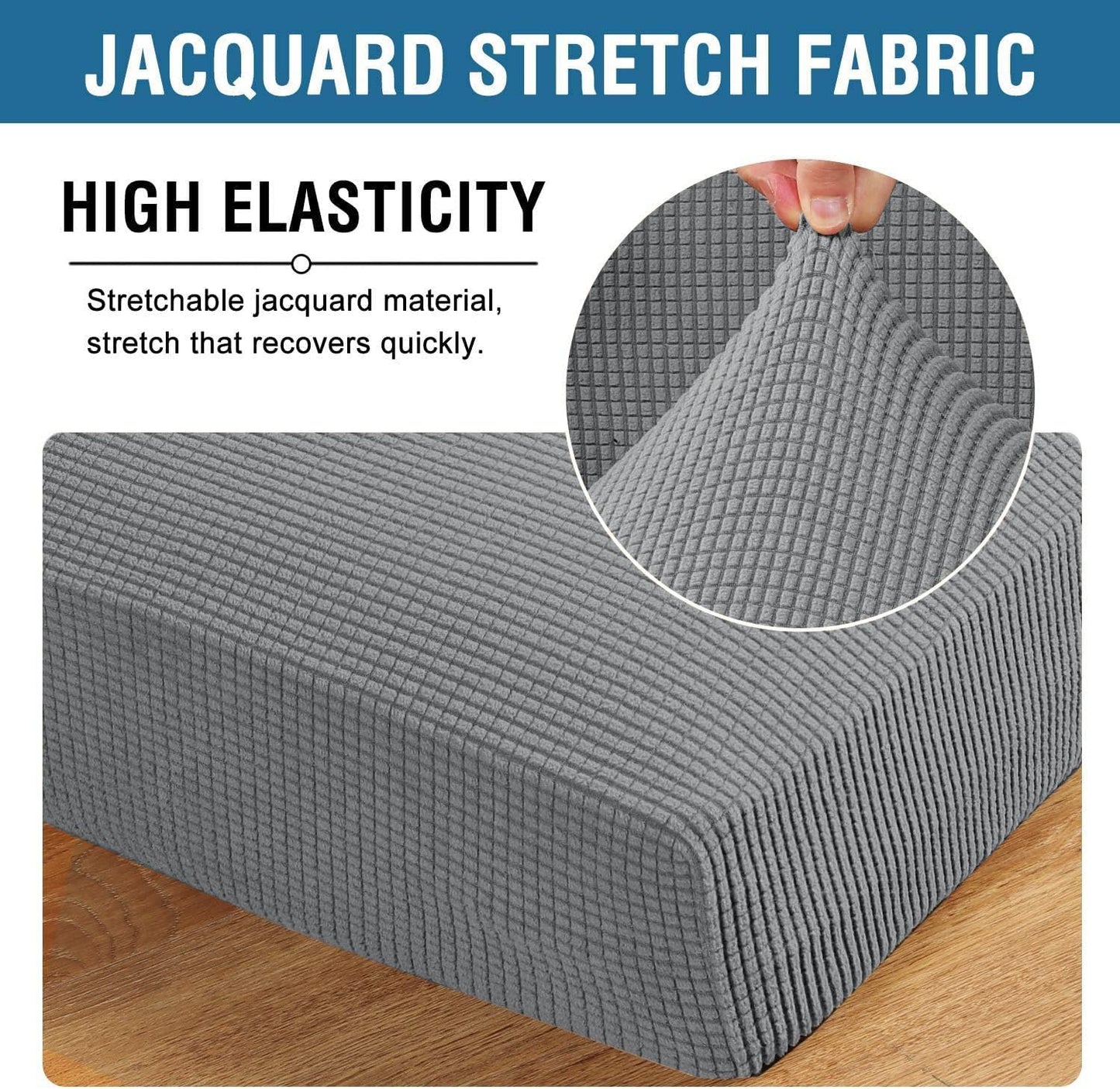 H.VERSAILTEX Super Stretch Individual Chaise Cover Sectional Couch Covers for L Shaped Sofa Both Left/Right Featuring Thick Jacquard Textured Twill Fabric (1 Piece Chaise Cover, Dove)