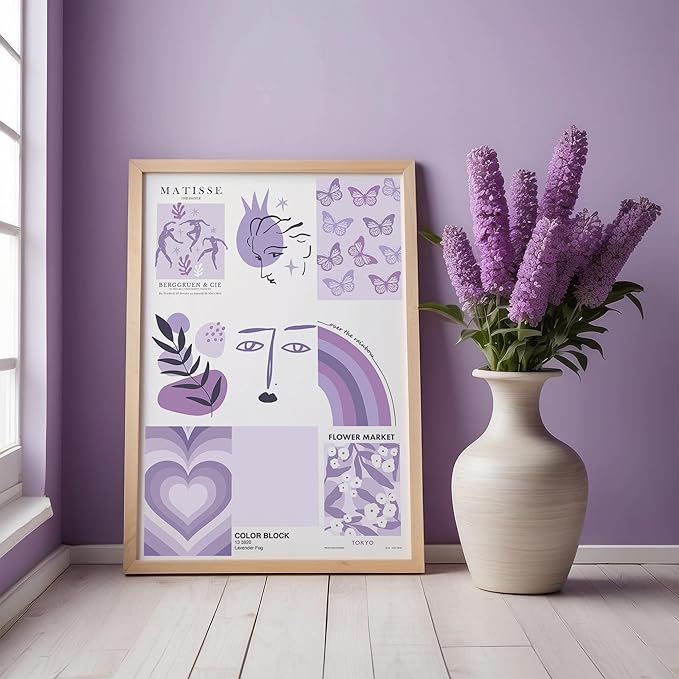 Purple Room Decor: Lavender Wall Collage Kit - Aesthetic Posters & Prints (50pcs, 4x6 inch) for Teen Boys & Girls