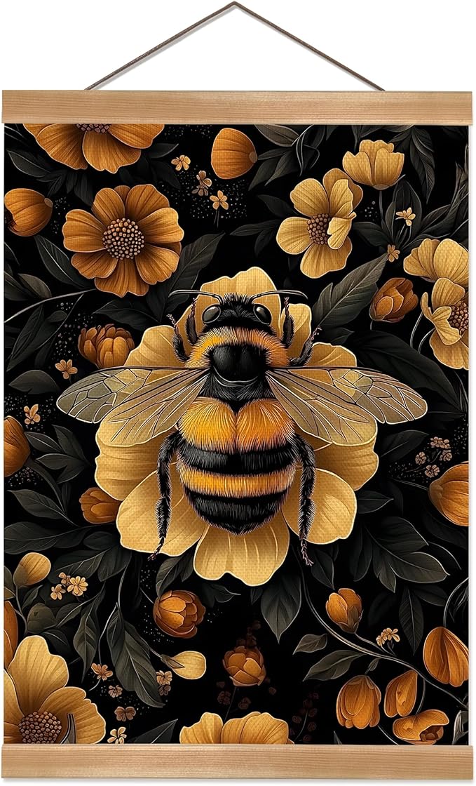 Vintage Country Bees Poster, William Morris-Inspired Wall Art Decor, Vintage Hanging Wall Painting Insect Buck Art, Mid-Century& Dark Academia Decor, Gothic Canvas Poster for Oficce and Home(Bees-01)