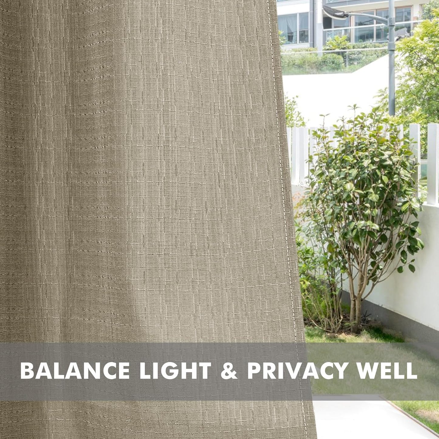 HolidayIdeas 2 Panels Linen Outdoor Curtains for Patio Waterproof Taupe Curtains 84 inch Length-Indoor Outside Curtains Weatherproof, Privacy for Pergola, Porch, Cabana, Gazebo 54" Wide x 84" Long
