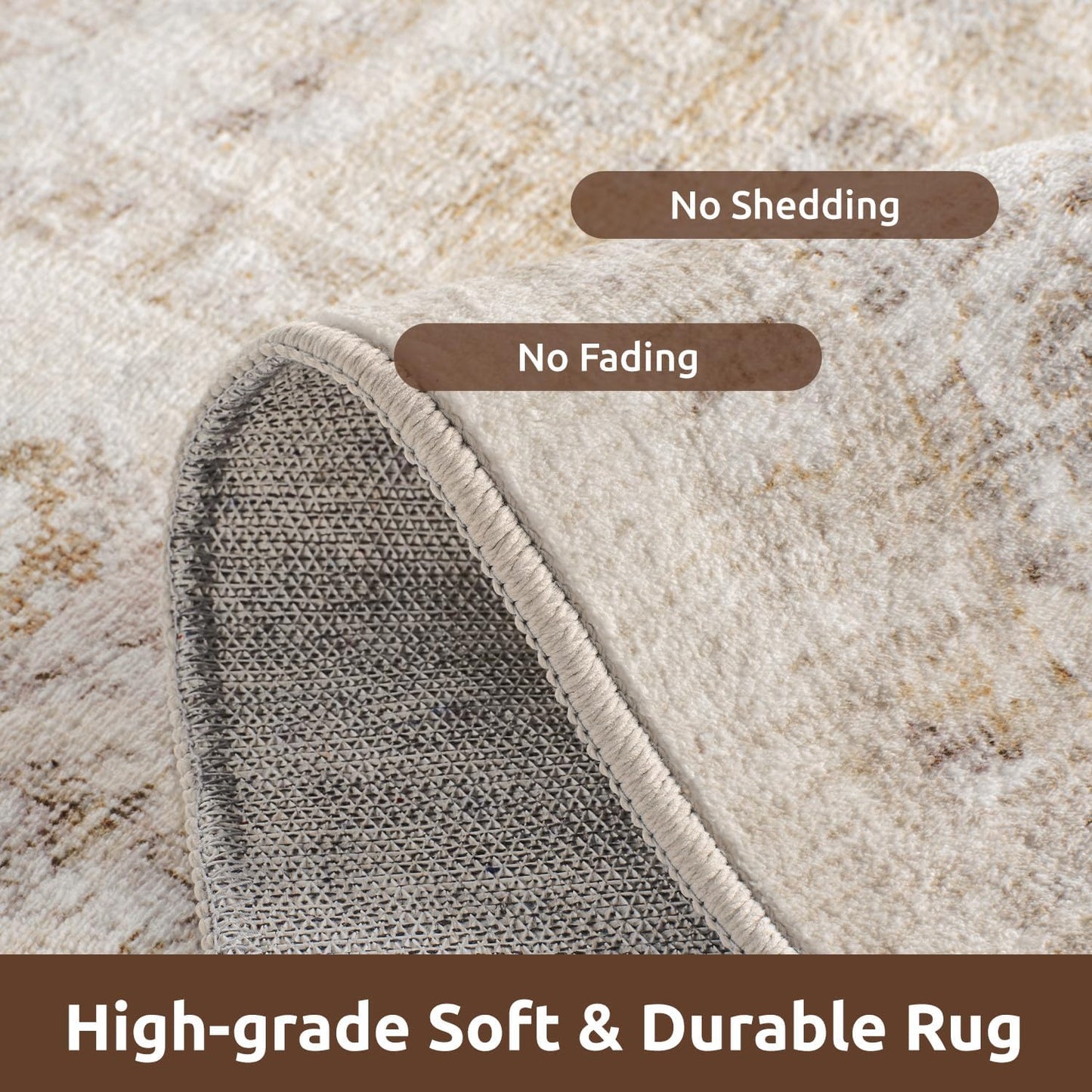 AMOAMI-2X10 Runner Rug-Washable Runners for Hallways-Soft Non Slip Bedside Rugs for Bedroom-Vintage Long Rug for Hallways Entryway Laundry Room Stair Kitchen Bathroom Beige