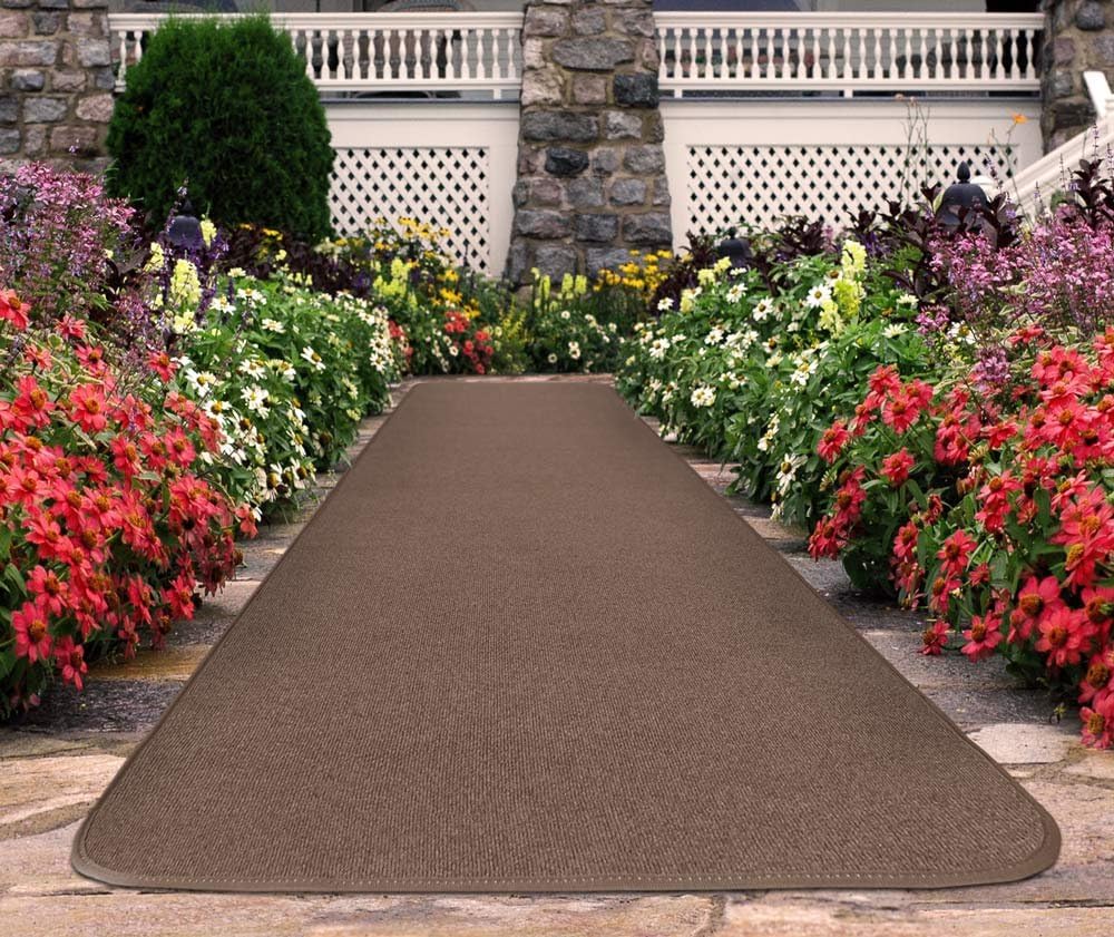 House, Home and More Outdoor Carpet Runner - Brown - 3 Feet x 35 Feet