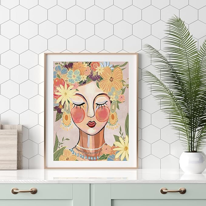 JJY 12 Pcs Colorful Vintage Eclectic Wall Art Prints - Retro Modern Abstract Aesthetics Gallery Wall Decor - Unframed