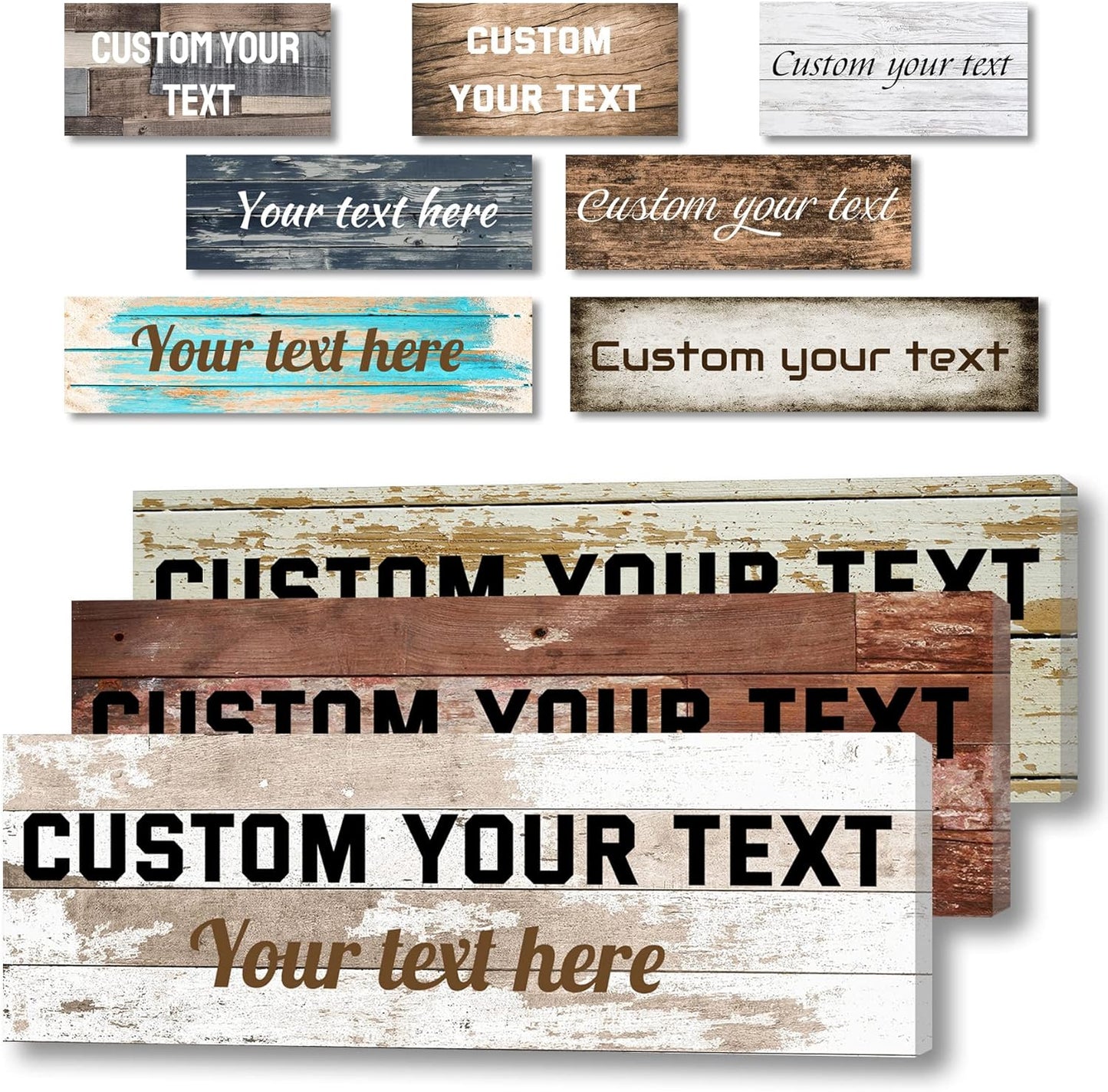 LZIMU Custom Text Signs Wall Decor Personalized Canvas Quote Family Sign Wall Art Wood Background Rustic Farmhouse Decor Framed (5"x15")