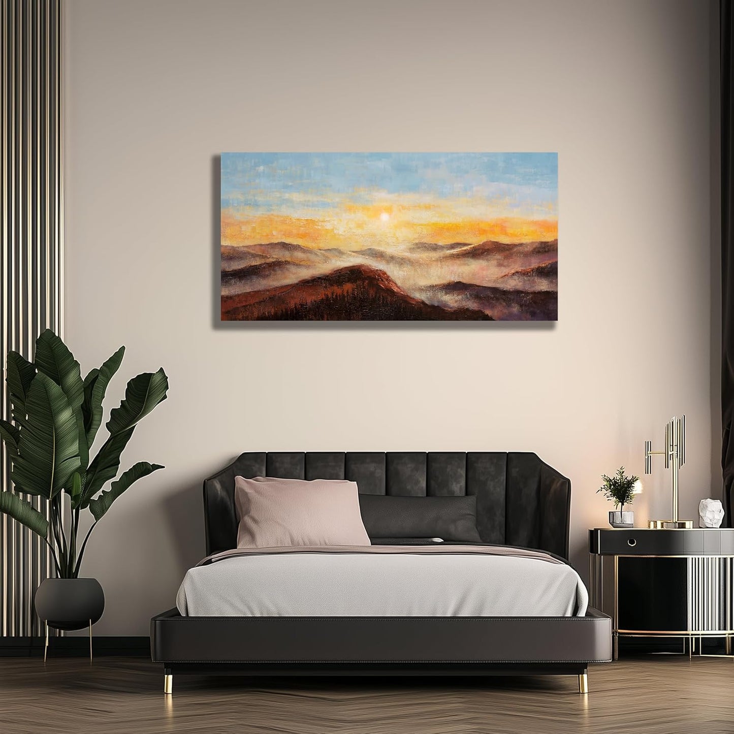 Belmrxne Landscape Wall Art Yellow and Blue Wall Decor Modern Minimalist Decor rectangle Canvas Painting for Living Room Bedroom Dining Room Office Home Decor 24x48 inch