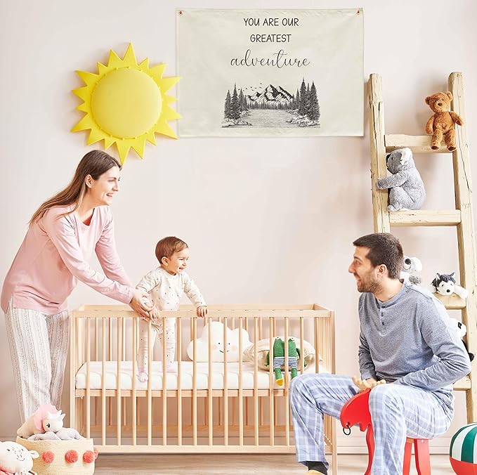 Nursery Nursery Bedroom Playroom Door Decor-Rectangular Banner Wall Decor Poster Flag Sign Art for Baby Boy Girl Kids Teen-Baby,Shower Birthday Christmas Gift-You Are Our Greatest Adventure