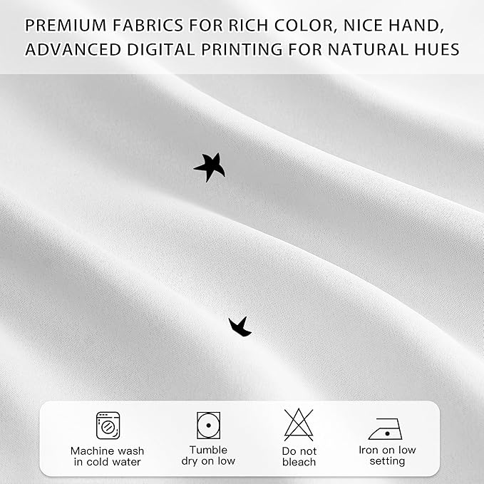 XiDi White Curtains with Sheer Overlay for Girls Bedroom 80% Blackout Double Layer Curtains for Nursery Kids Room Star Drapes with Tiebacks Room Darkening Grommet Window Treatment 2 Panels W34 X L63