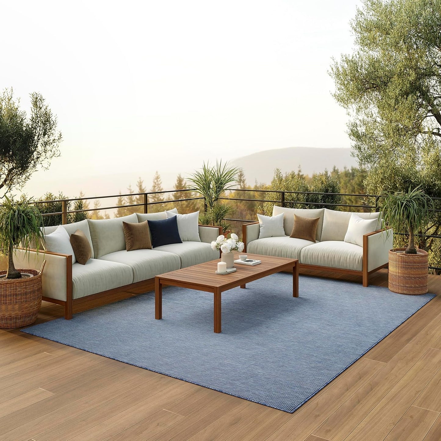 Nourison Home Positano 6' x 9' Navy Blue Fabric Modern Area Rug (6' x 9')
