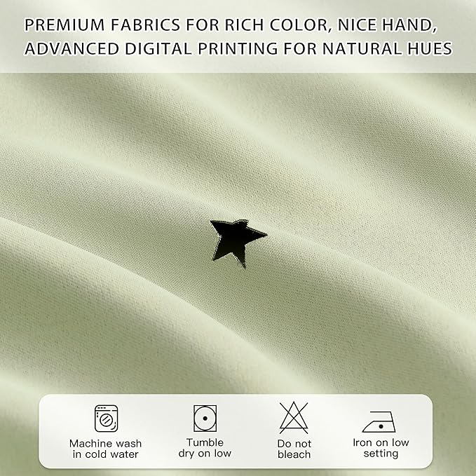XiDi Star Blackout Sage Green Curtains for Nursery Kid Girls Bedroom Living Room 2 Panels Double Layer Thermal Insulated Star Cut Out Wall Home Decor Grommet Short Window Curtains Kitchen 34x45