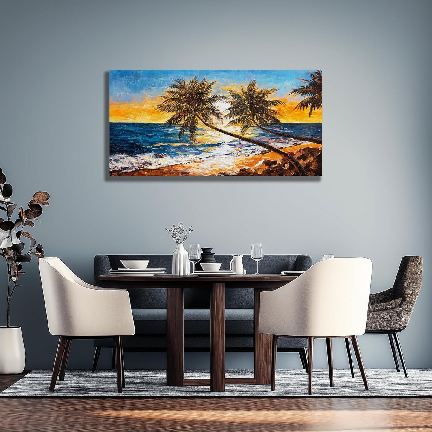 Belmrxne Beach Wall Decor Blue Wall Art Modern Wall Hanging Canvas Painting Modern Vogue Artwork for Living Room Bedroom Dining Room Office Home Decor 30x60 inch