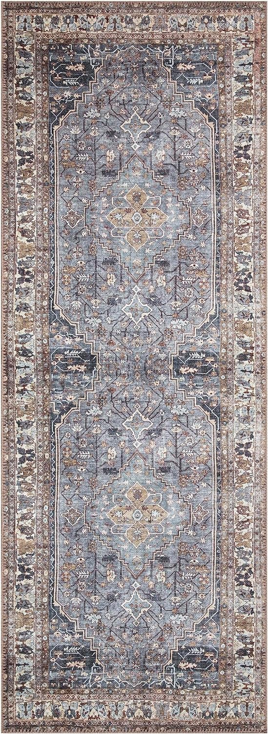 Keen Home Design 2x12 Rug - Machine Washable Runner Rug with Non-Slip Backing, Ideal for Hallway, Entryway, Kitchen, Laundry Room - Vintage, Easy Clean, Durable, Low Pile - (2'6" x 12')