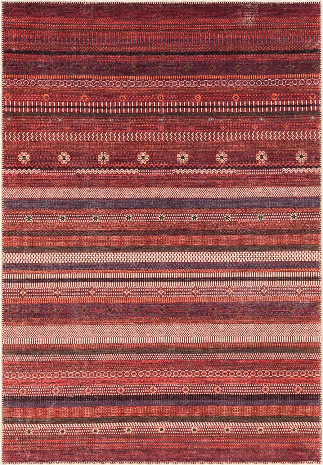 Keen Home Design 8x10 Rug - Machine Washable Area Rug with Non-Slip Backing, Ideal for Living Room, Dining Room, Bedroom - Vintage, Easy Clean, Durable, Low Pile Rug - (8' x 10')
