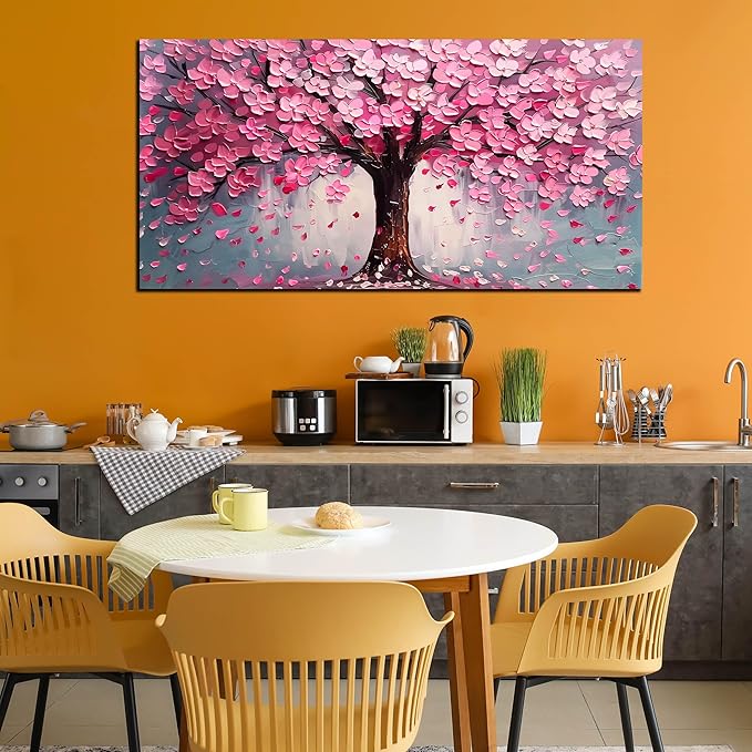 Pink Wall Art Large Tree of Life Wall Art for Living Room Bedroom Office Bathroom Modern Framed Canvas Prints Pink and Grey Picture Size 30x60