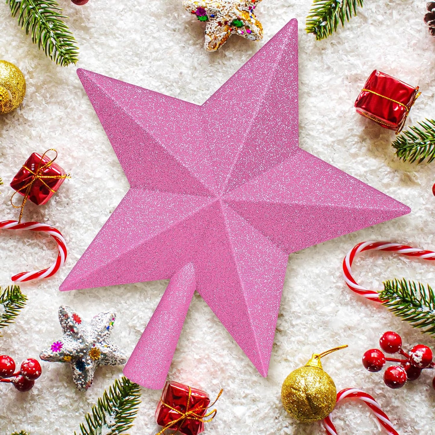 Christmas Tree Topper Decoration, 10" Black Christmas Tree Topper Star Accessories, Large Xmas Glitter Bethlehem Tree Ornament, Waterproof Holiday Xmas Star for Home Indoor Outdoor