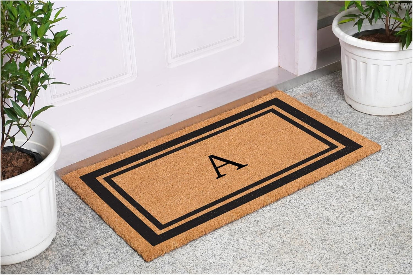 Calloway Mills 152962436A Black Border 24" x 36" Monogram Doormat, (Letter A)