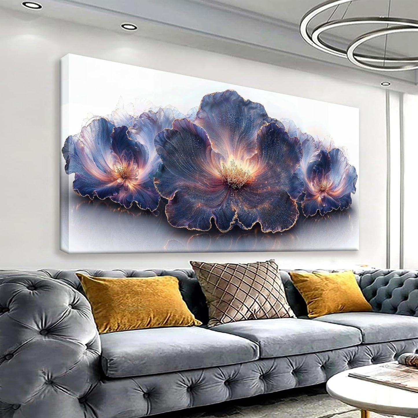 Suconvng Large Canvas Art Wall Decor Purple Flowers Wall Art For Living Room Picture Modern Abstract Artwork Painting Bedroom Home Office Prints Home Wall Decor Artwork 29" X 58"