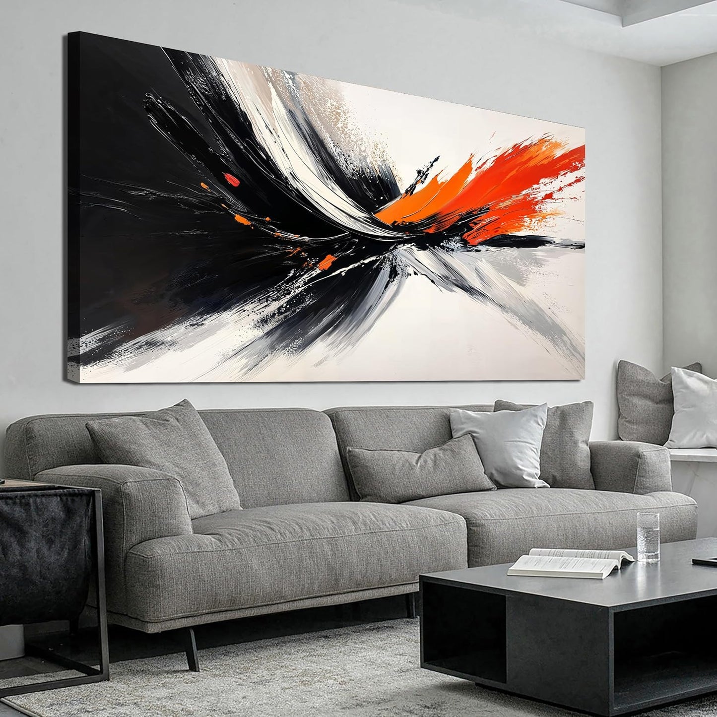 AIXMGSJS Canvas Abstract Wall Art Decor Modern Black and White Wall Art Prints Canvas Art Wall Decor Wall Art Pictures for Living Room Abstract Artwork for Walls Bedroom Office Decor 20" X 40"