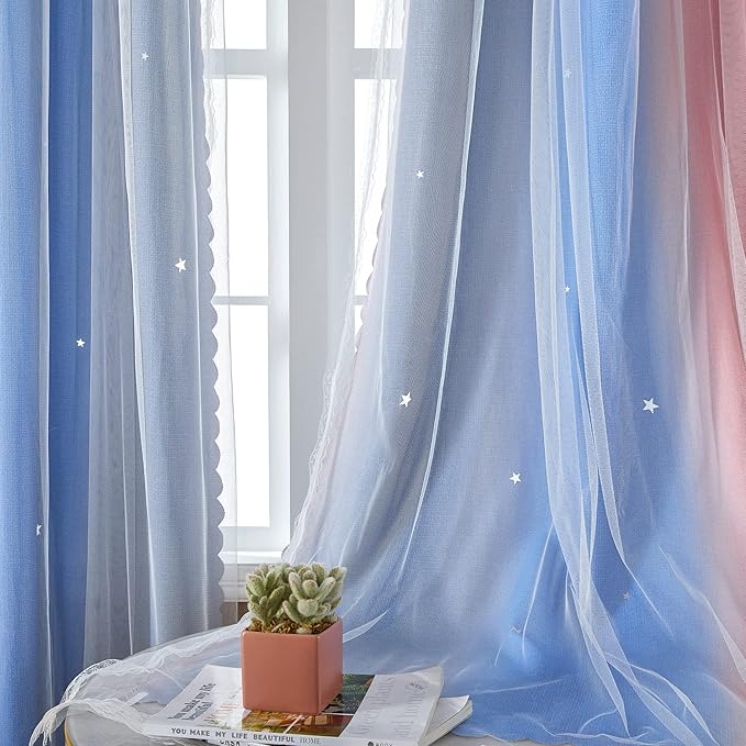 XiDi Blackout Curtains for Girls Bedroom Decor, Ideal for Kids Room with Unicorn Theme Princess Room Decor 84 inch Length Curtain 2 Panels Set Pink/Grey/Blue